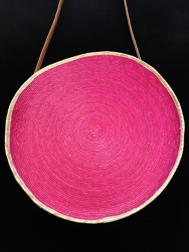 Mexican circular seagrass bag with strap