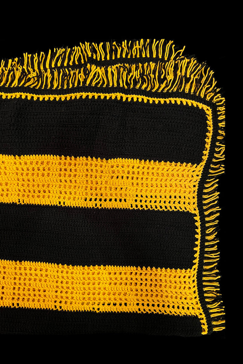 Black and Yellow Throw with Tassel Edges