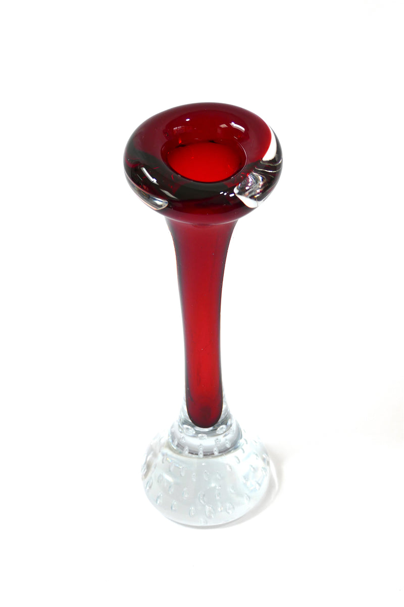 Retro Glass Vase - Red & Clear