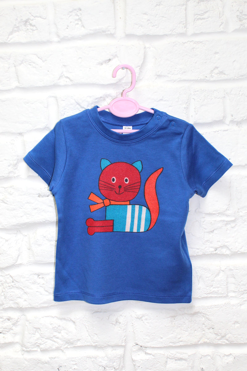 West Town Kids T-Shirts - Blue Cat