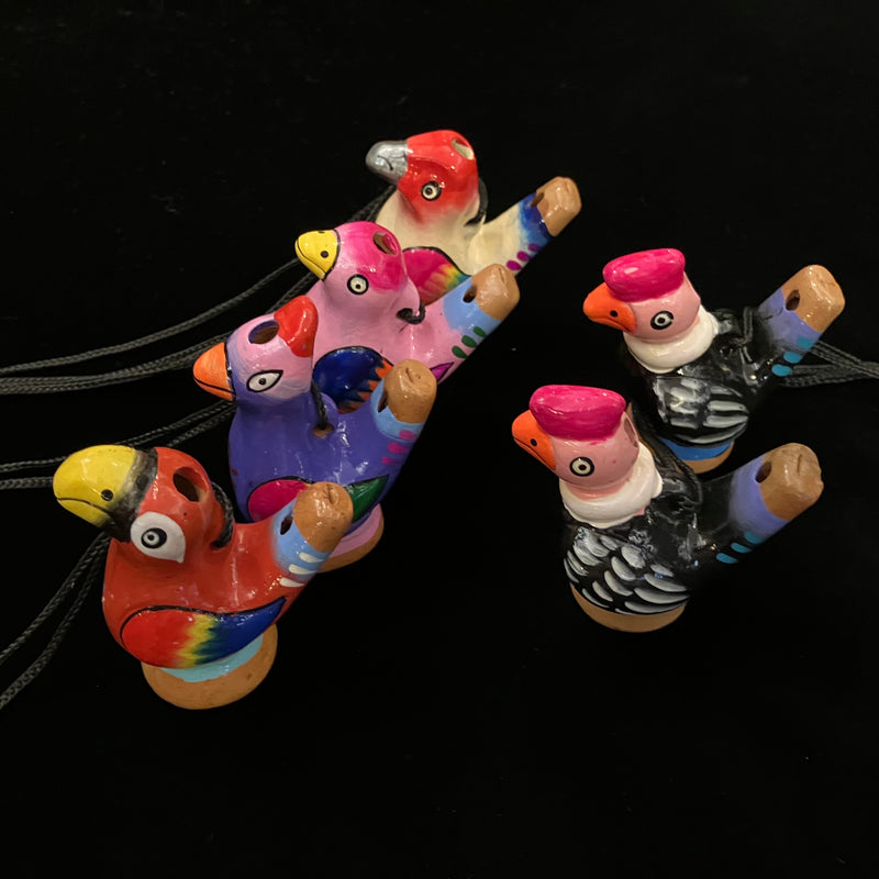 Hand painted clay bird whistles