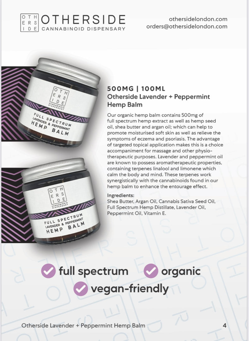 Otherside lavender + peppermint hemp balm