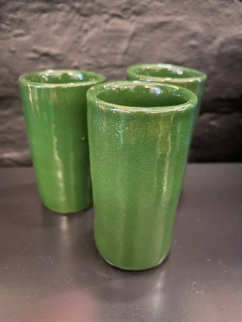Green clay shot glasses
