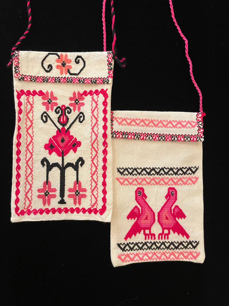 Mexican embroidered cotton purses