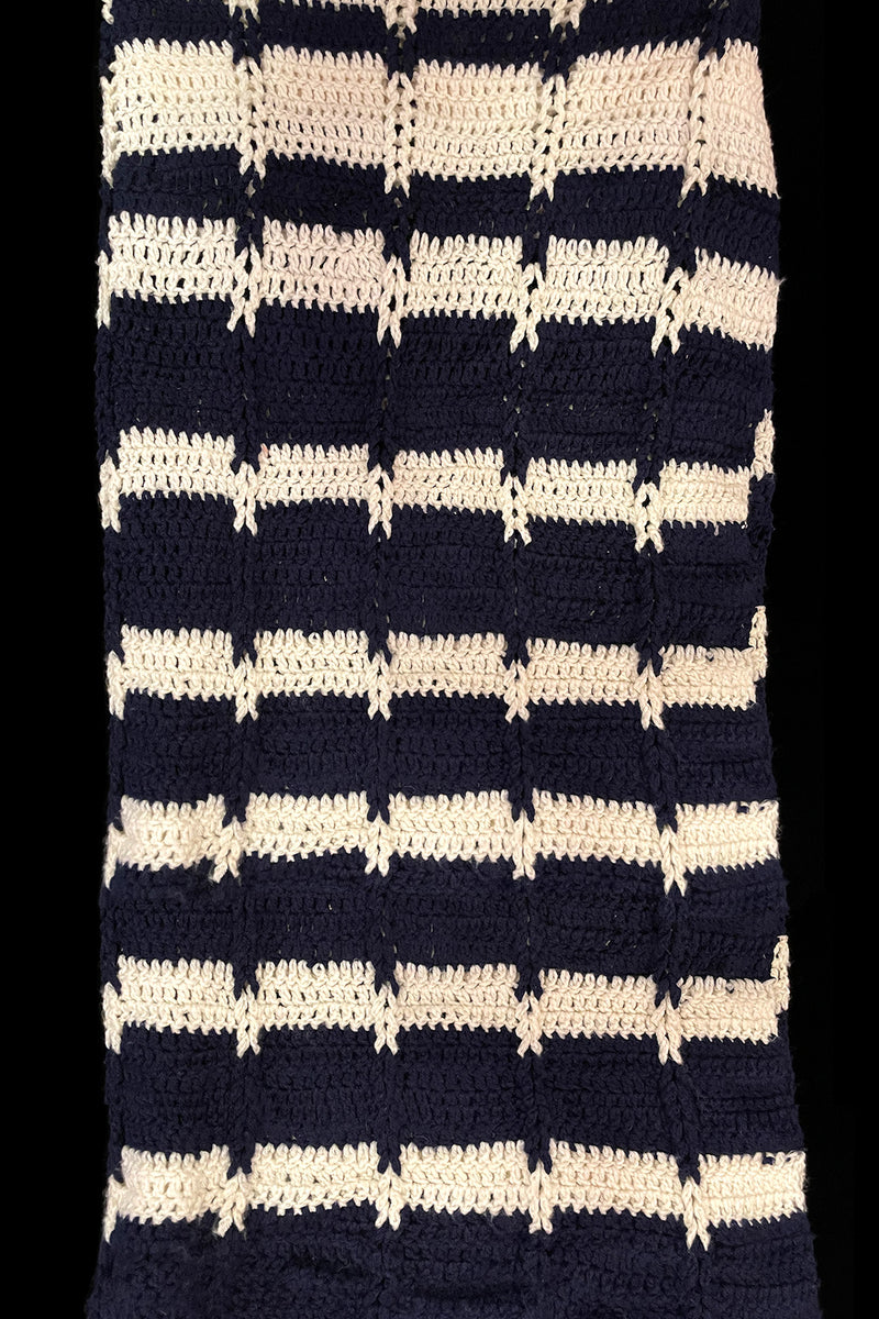 Navy Blue and White Throw