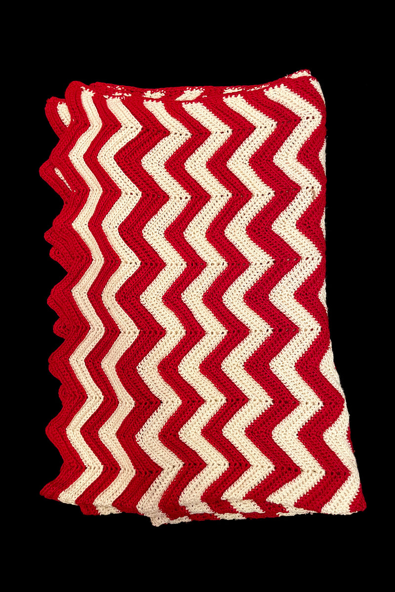 Red and White Zig-Zag Throw