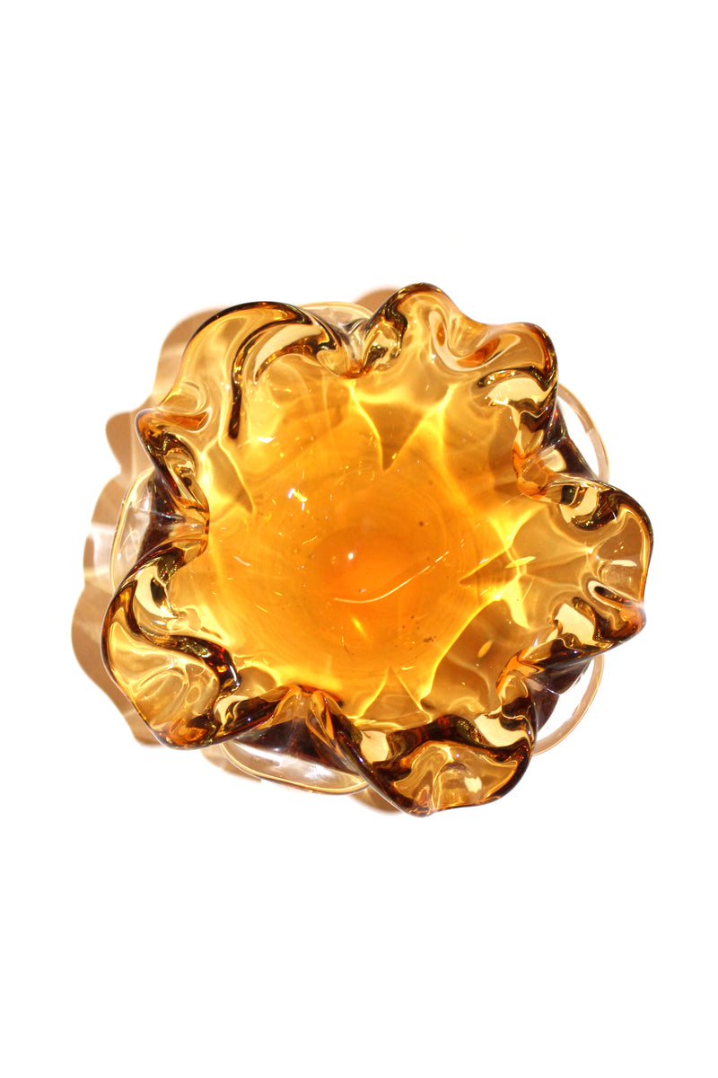 Vintage Orange/Amber Frill Bowl