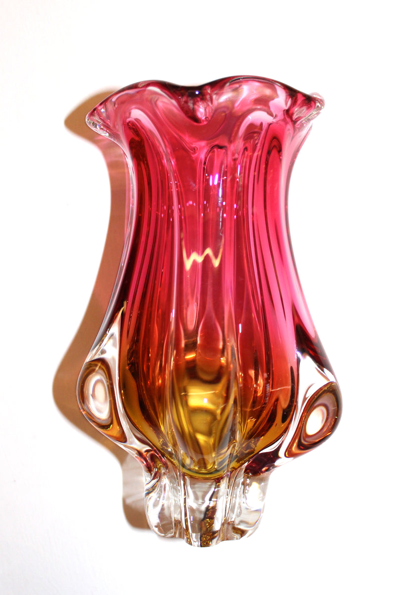 Vintage Pink & Amber Vase
