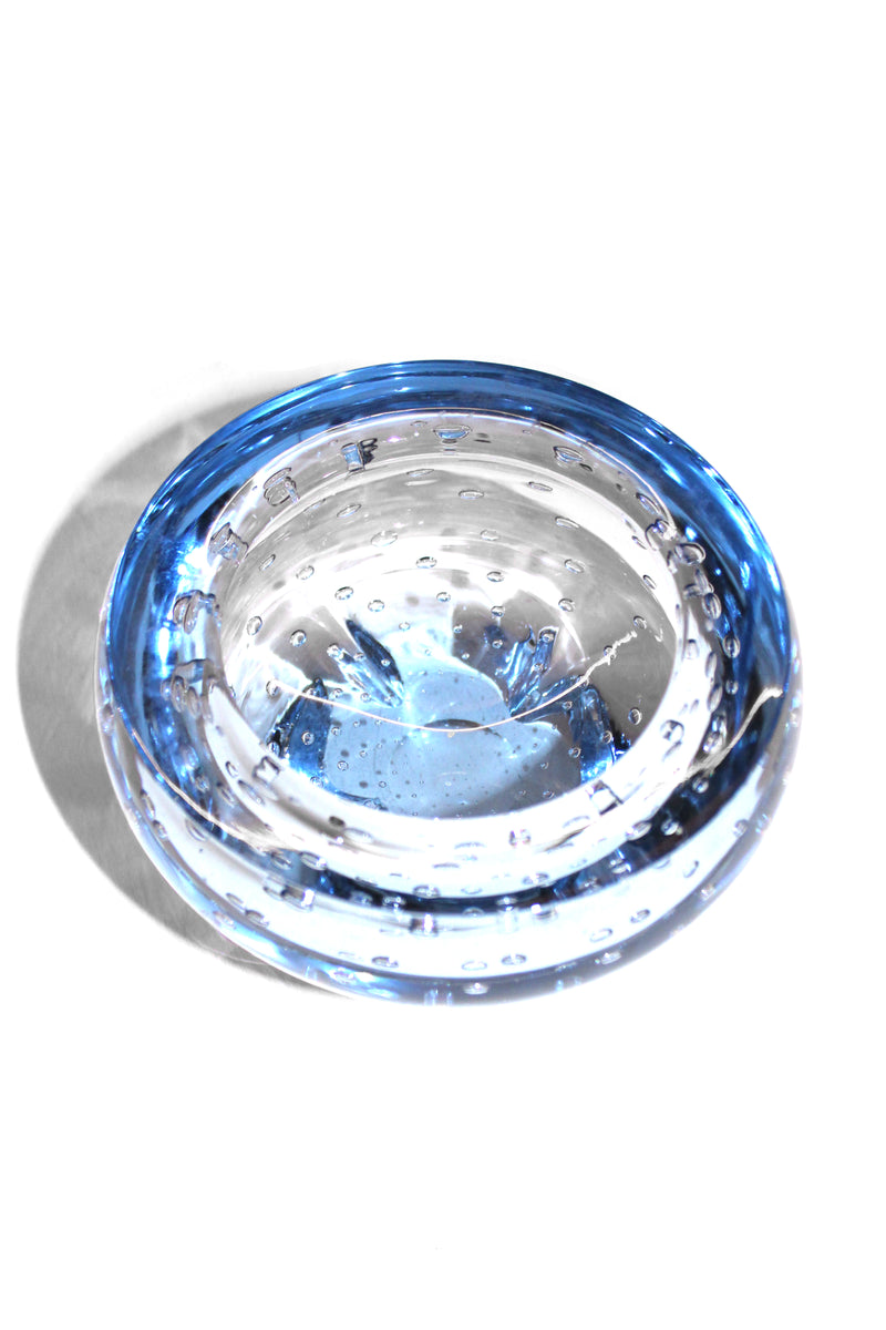 Vintage Clear Blue Glass Bowl