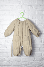 Kids Padded Beige One Piece Suit with Hat