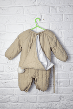 Kids Padded Beige One Piece Suit with Hat