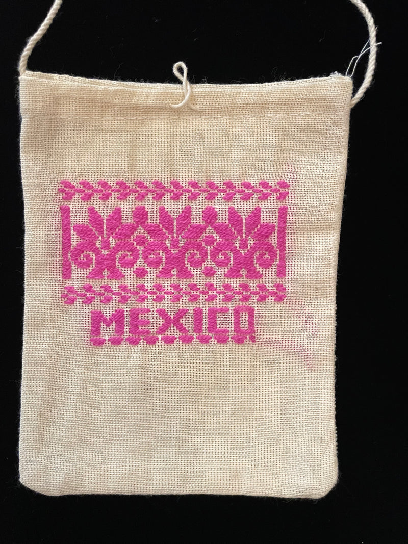 Mexican embroidered drawstring purses
