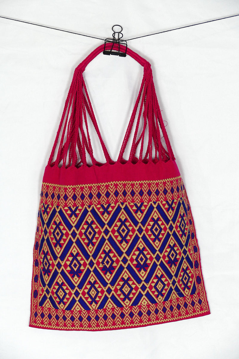 Woven string handle bag - large