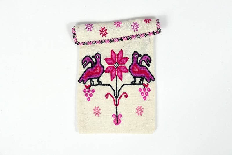 Mexican handmade embroidered cotton purse