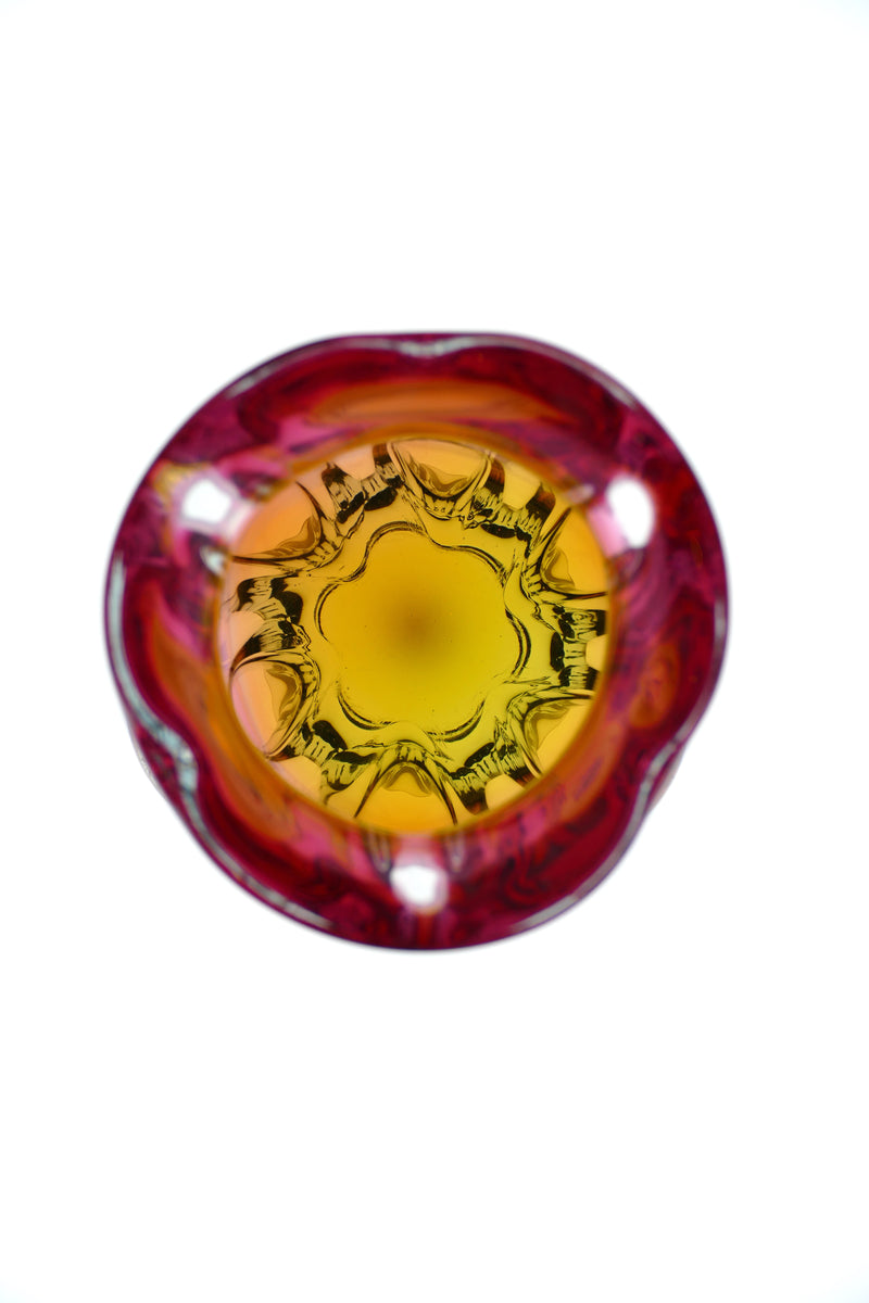 Cranberry and Orange Murano Glass Vase
