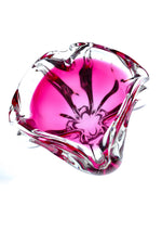 Raspberry murano glass ashtray / bowl