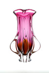 1970's cranberry and orange murano vase