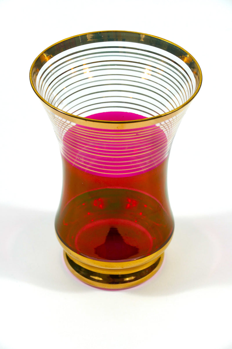 Art Deco ruby glass vase with gold gilding
