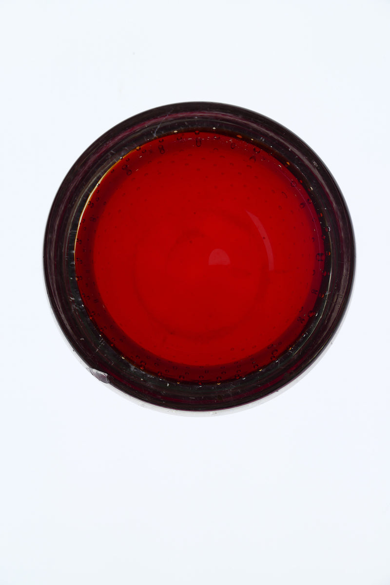 Red bubble glass bowl