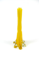 Tall Yellow Glass Swirl Vase