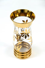 1950's Clear vase with gold gilt flowers