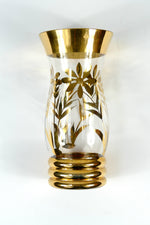 1950's Clear vase with gold gilt flowers