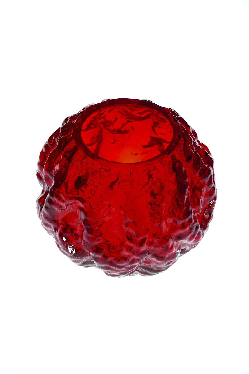 Red bark glass round vase