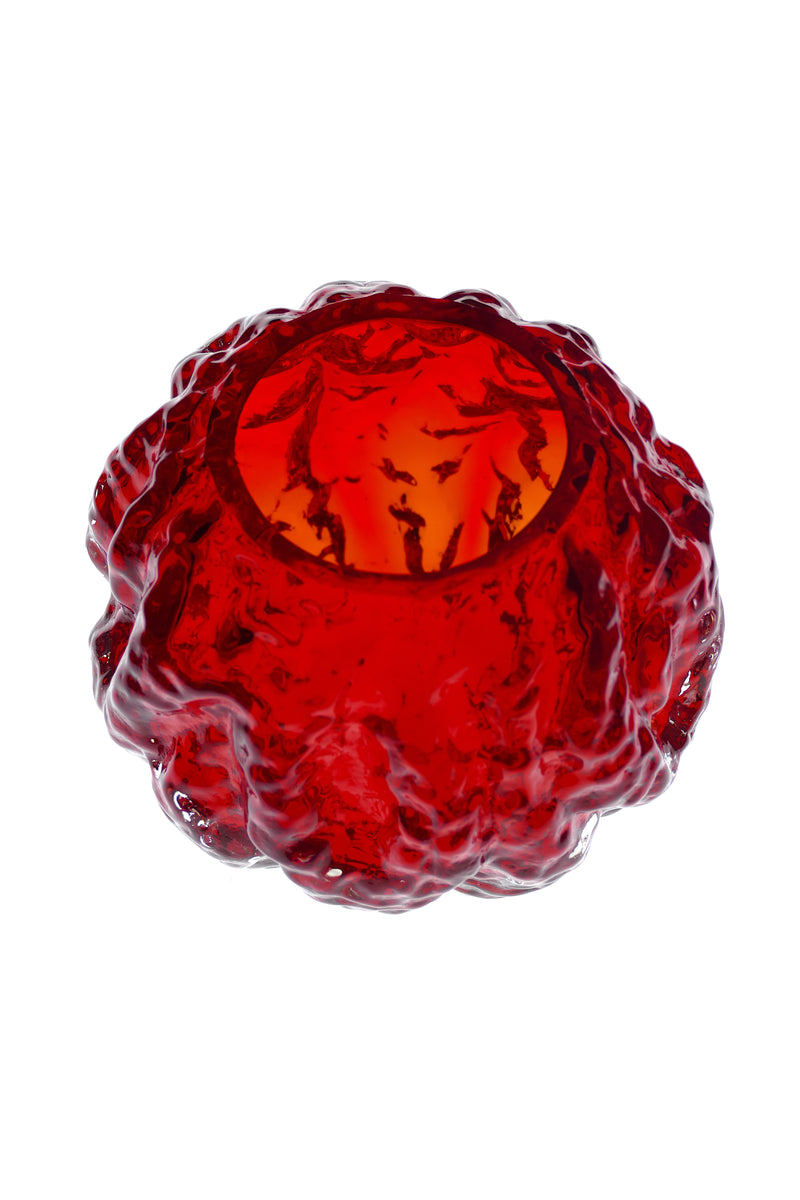 Red bark glass round vase