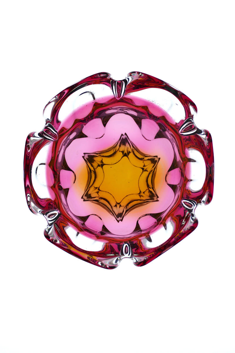 1960's Murano Cranberry and amber bowl