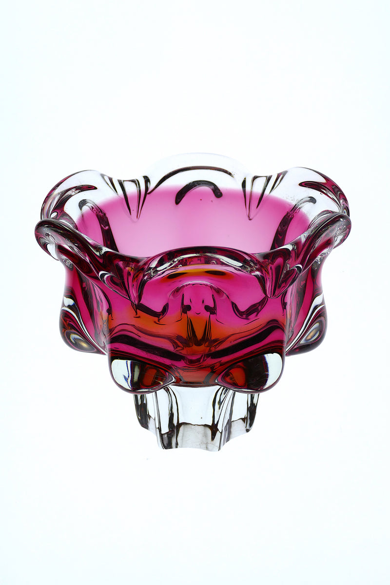 1960's Murano Cranberry and amber bowl