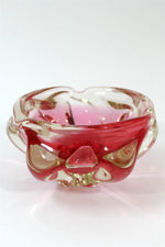 1970's Murano Punched Bowl / Ashtray - RED