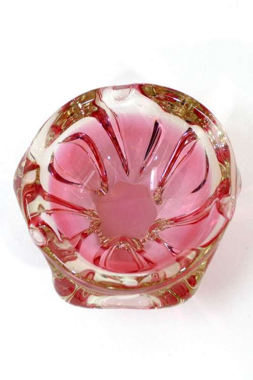 1970's Murano Punched Bowl / Ashtray - RED