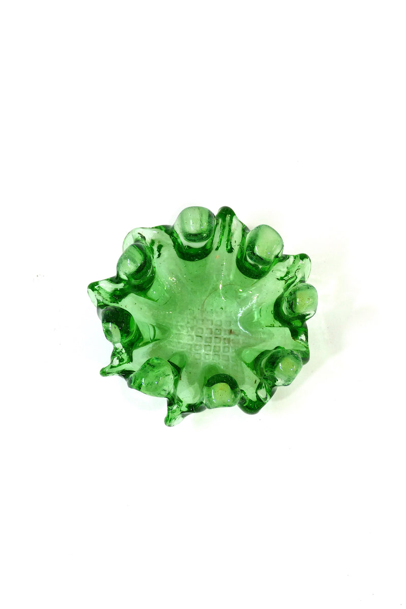 Tiny Green Glass Candle Holder