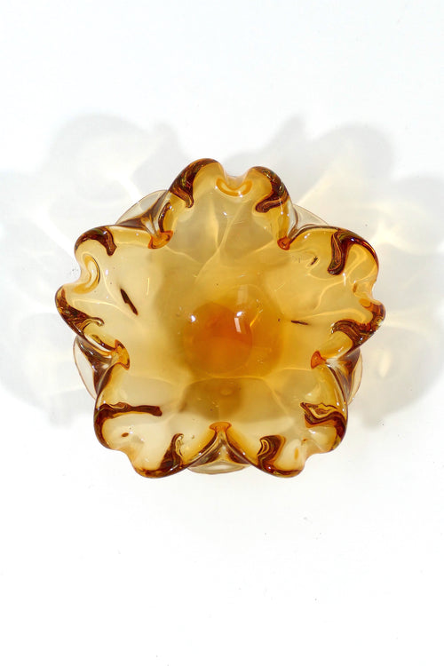 Wavey Amber Murano Glass Bowl