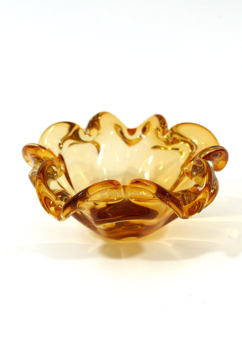 Wavey Amber Murano Glass Bowl