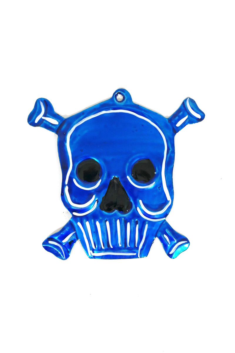 Mexican Blue Skull - Tin Hanger