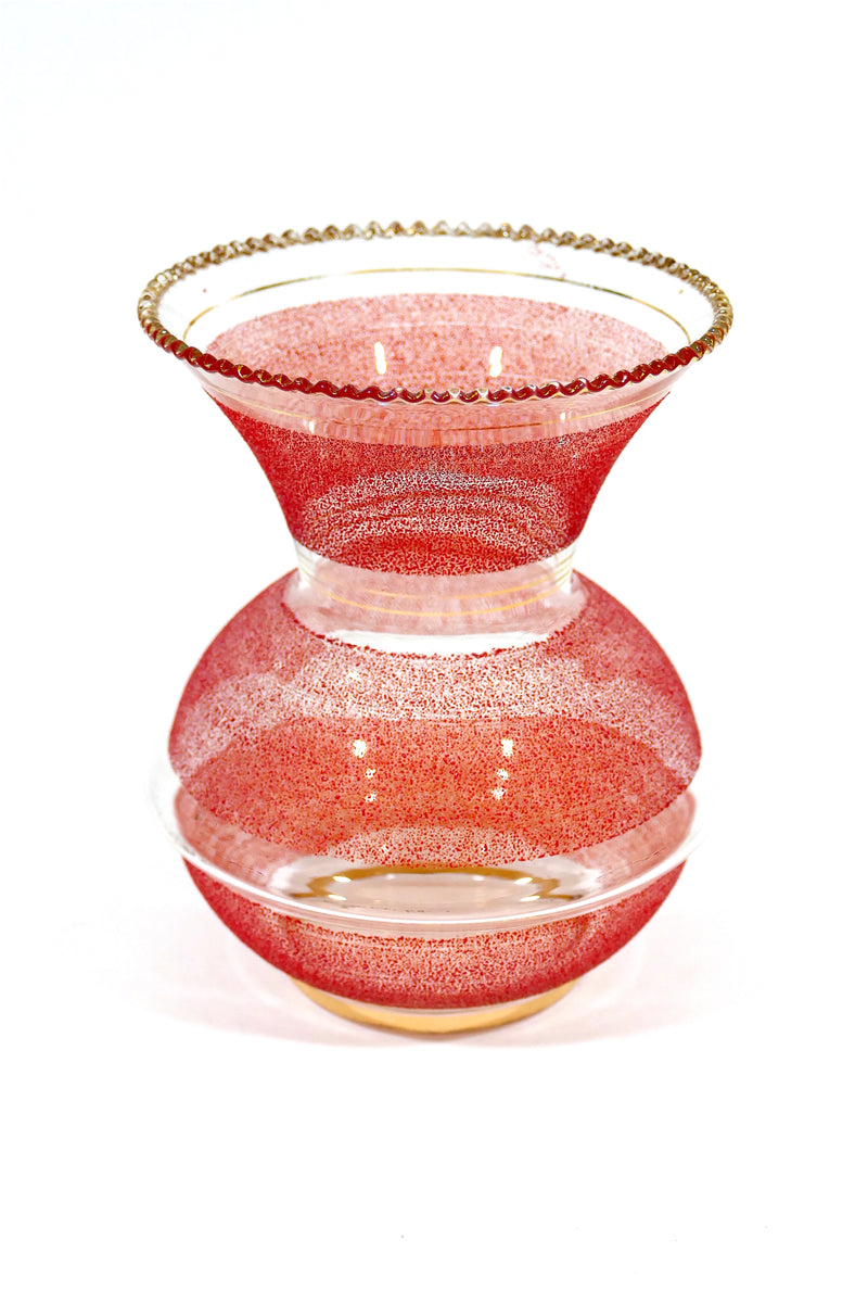 Retro Glass Vase - Red & Gold