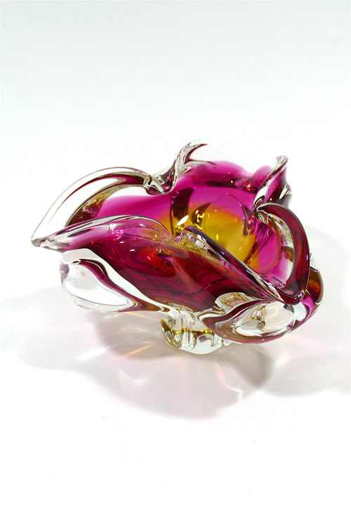 1970's Murano Glass Bowl - Pink & Orange