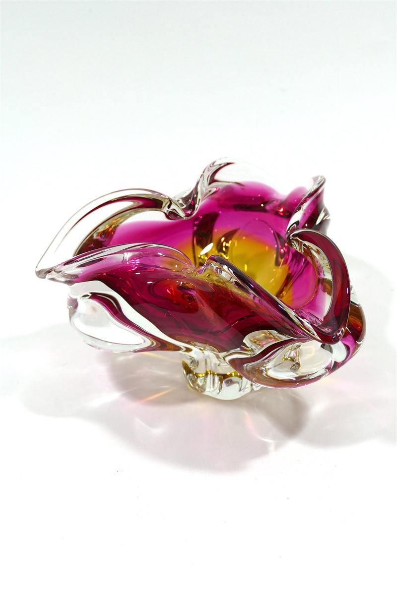 1970's Murano Glass Bowl - Pink & Orange