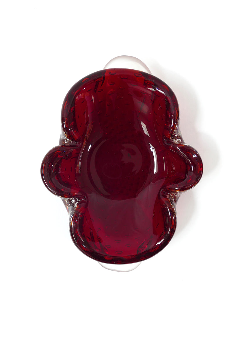 Dark Red Vintage Glass Ashtray