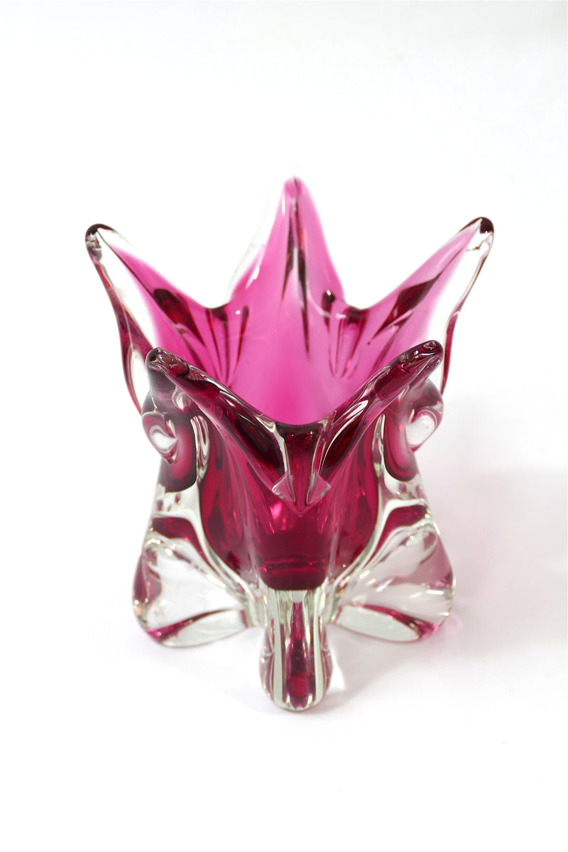 Retro Czech Freeform Art Vase - Pink