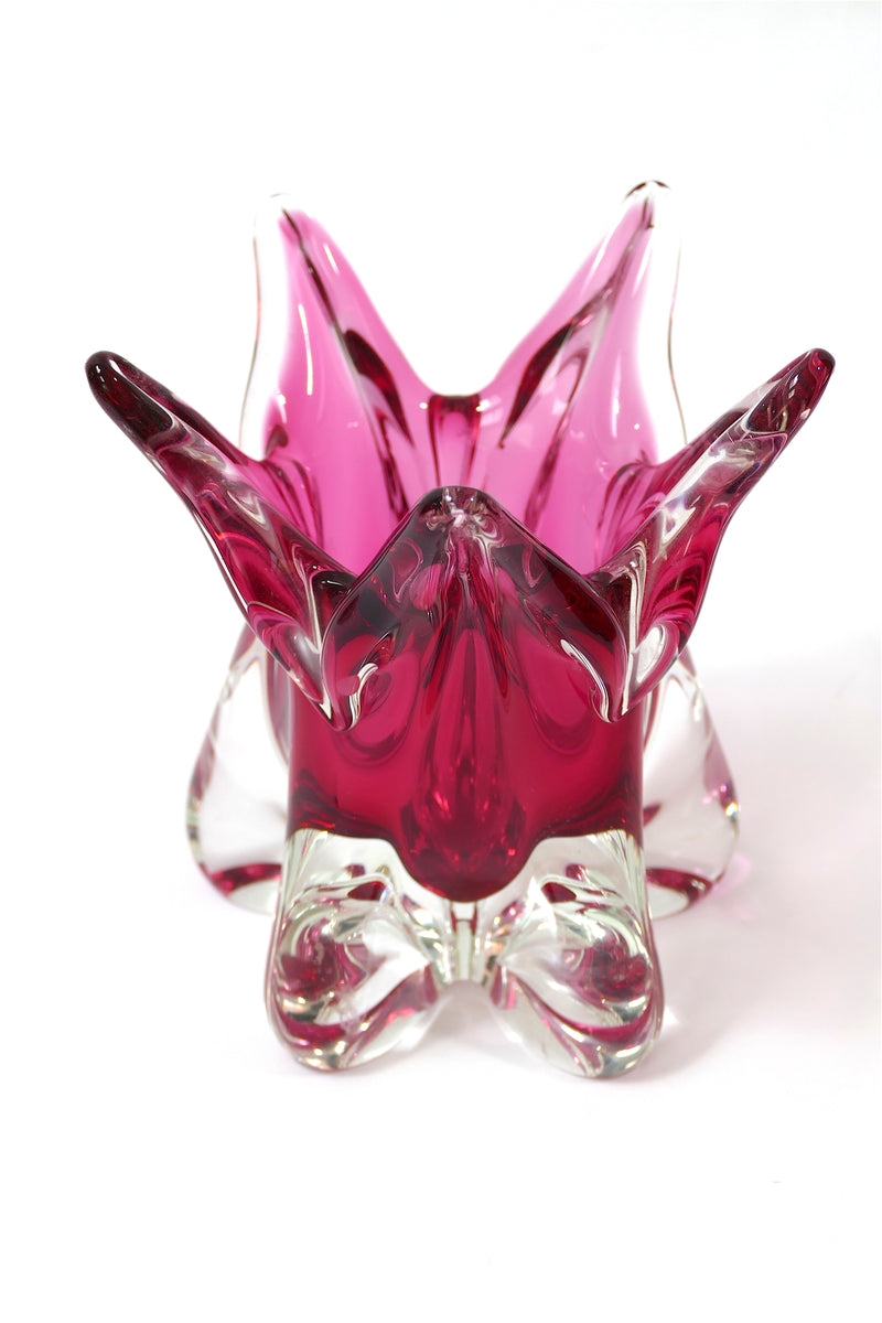 Retro Czech Freeform Art Vase - Pink