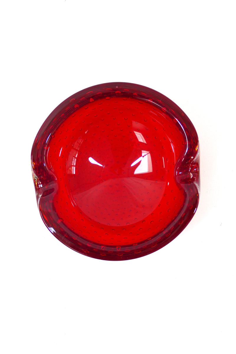 Red Glass Ashtray