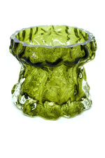 Olive green bark glass bowl