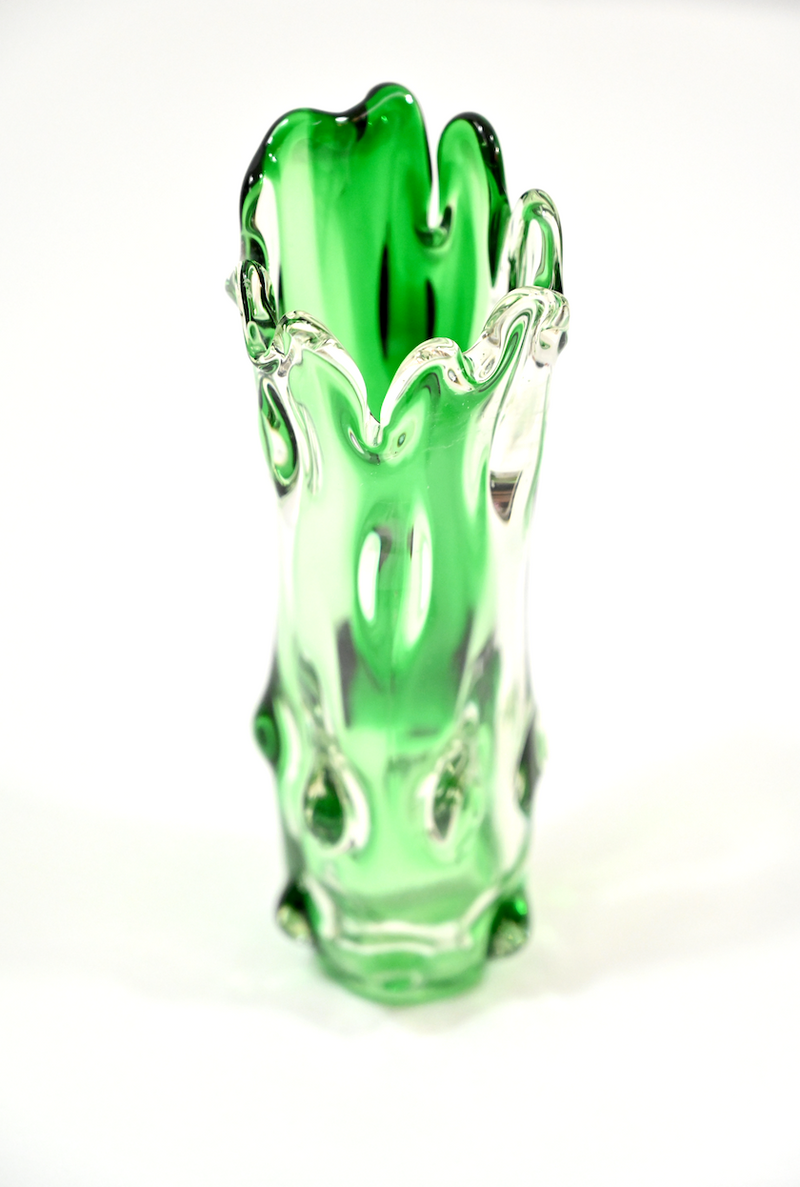 Green & Clear Glass Vase