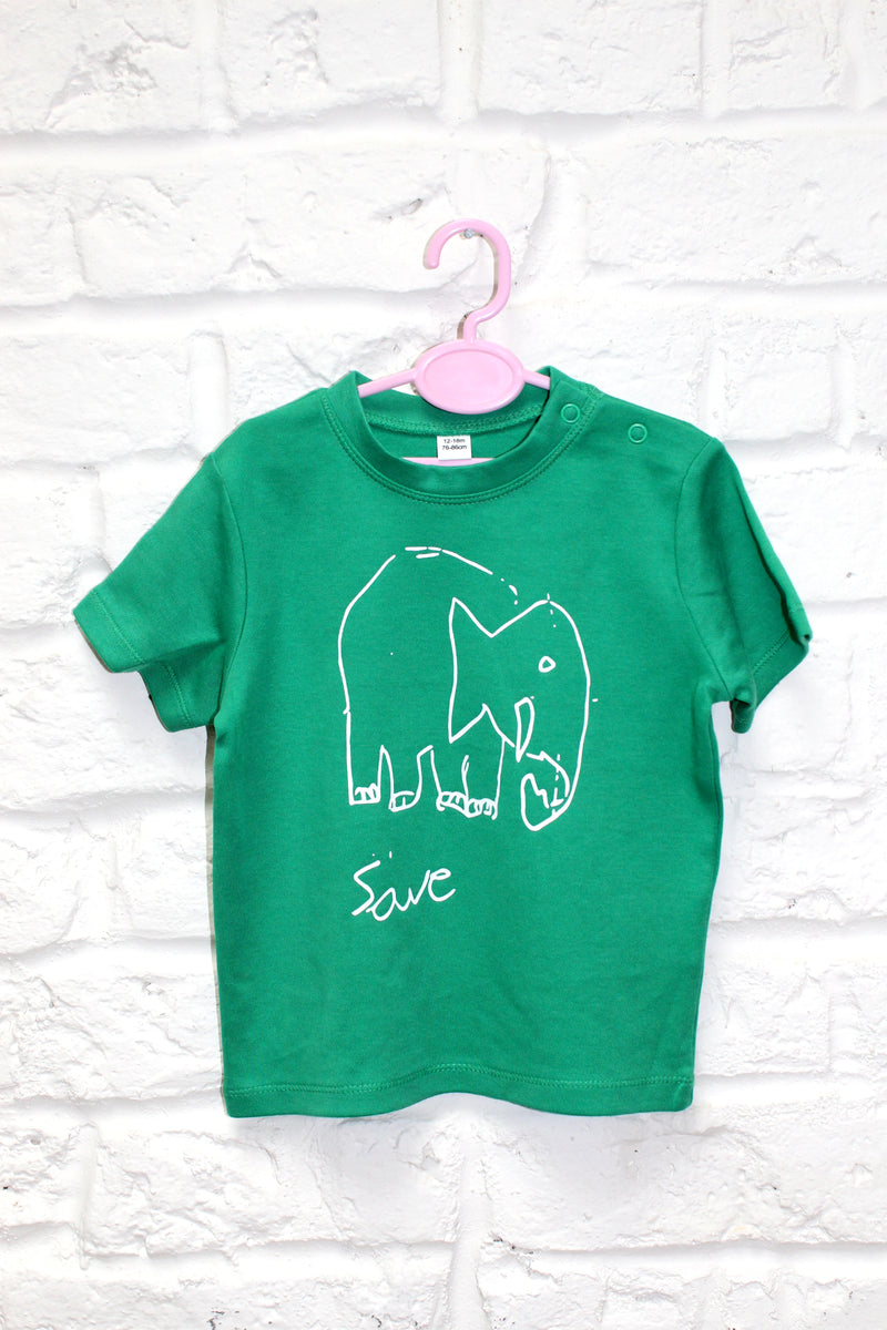 West Town Kids T-Shirts - Green Elephant