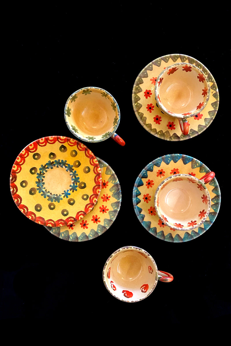 Yellow Cups and Saucers (Set of 4)