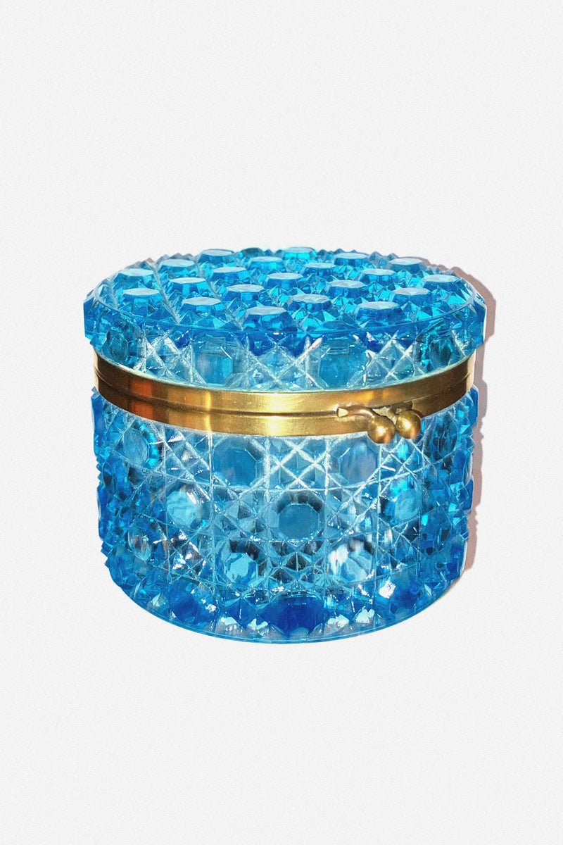 Blue glass hinged pot