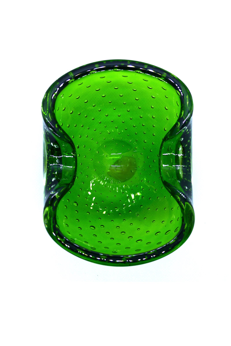 1970's green bubble glass ashtray