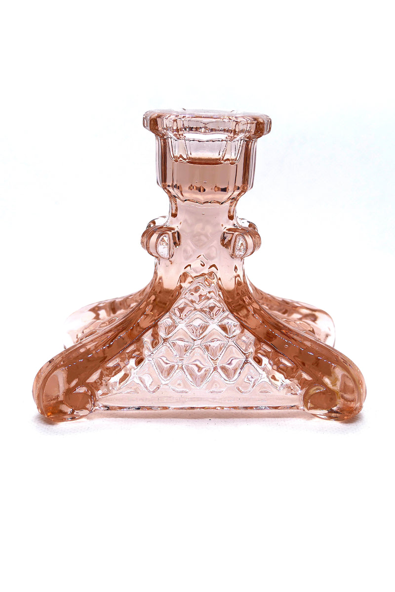 Pink glass candlestick